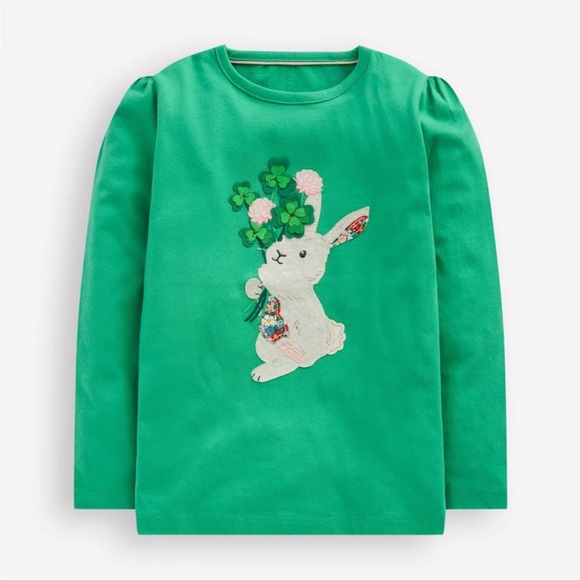 Boden Other - Mini Biden Aloe Green Bunny Appliqué Top 100% Cotton